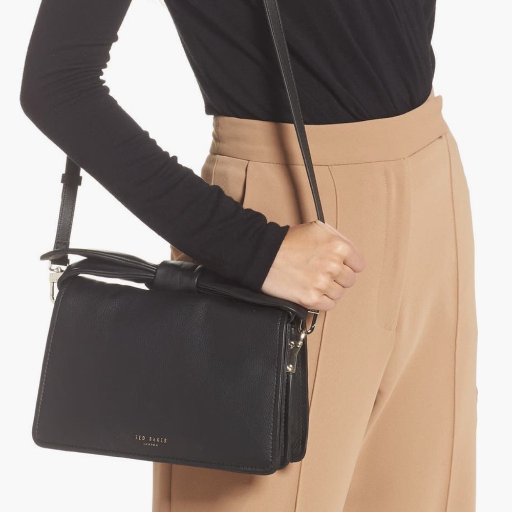 Like New Ted Baker Nyalina Knot Bow Leather Shoulder Bag